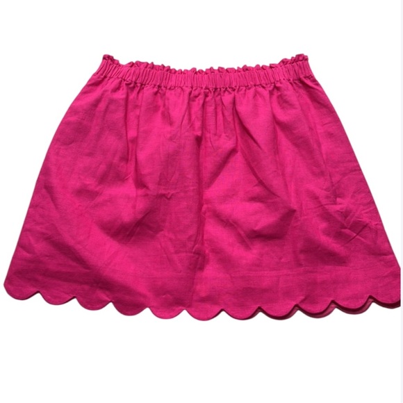 J Crew Factory NWT Linen Blend Scalloped Pink Skirt - 12 - Picture 3 of 10